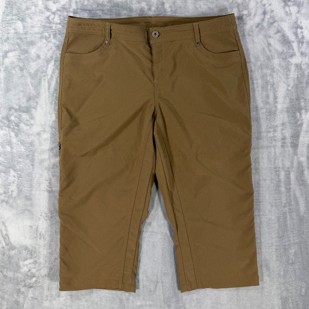 KUHL Splash Capri Pants Womens Size 14 Brown Khaki 24S Hiking Outdoors Work